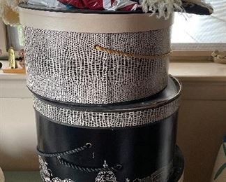 Vintage hats in hat boxes.