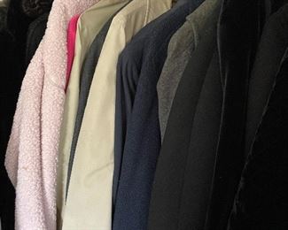 Large selection of women's clothes - including coats.