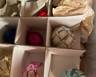 Large selection of vintage holiday bulbs, including Shiny Brites.