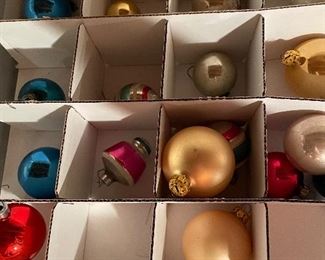 Large selection of vintage holiday bulbs, including Shiny Brites.