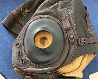 WWII era leather flight helmet hat Shelby shoe company Type A-11.