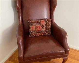 Georgian style leather wingback chair.
