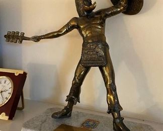 Bronze Cubist style warrior sculpture - presented to Navy Captain John French.