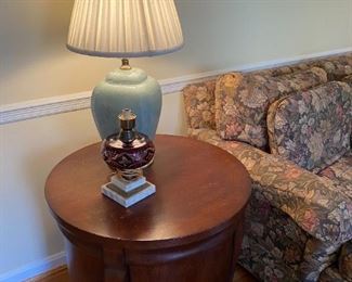 Round end table with storage.