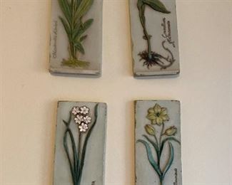 Vintage Ibis & Orchid Design Rustic Wall Plaques.