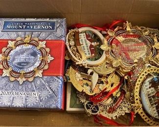 Mount Vernon and Whit House Christmas ornaments.