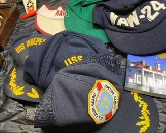 Assorted military caps.