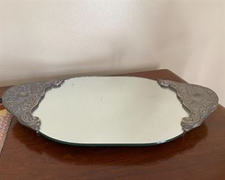 Vintage mirrored vanity tray Godinger Silver Art Co.