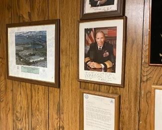 Framed commendations.