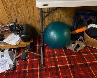 Sporting goods and exercise gear.