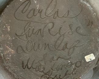 AS-IS Carlos Sunrise Dunlap San Ildefonso Pueblo Black on Black Pot Native American Vintage	8 x 8in diameter at opening	
