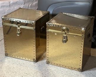 2pc Vintage Polished Brass Trunks End Tables PAIR	22 x 18.5 x 18.5in	HxWxD
