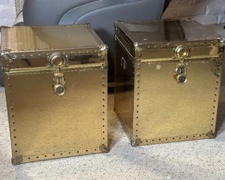 2pc Vintage Polished Brass Trunks End Tables PAIR	22 x 18.5 x 18.5in	HxWxD
