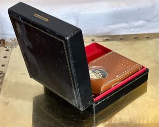 Zenith Royal 50 Red & White AM Transistor Radio Leather Case  in Box	Box: 2.5 x 6.2,5 x 6.25in	HxWxD
