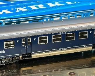 Lot of 4 Marklin 4049  Passenger Car/Coach Train light Blue Box Ho Toy Train Märklin	Box: 1.5x10x2in	HxWxD
