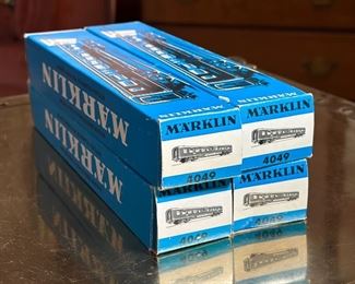 Lot of 4 Marklin 4049  Passenger Car/Coach Train light Blue Box Ho Toy Train Märklin	Box: 1.5x10x2in	HxWxD
