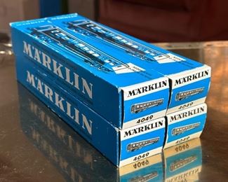 Lot of 4 Marklin 4049  Passenger Car/Coach Train light Blue Box Ho Toy Train Märklin	Box: 1.5x10x2in	HxWxD
