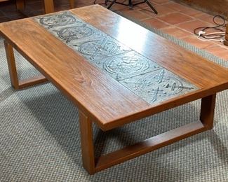 Vintage MCM Danish Modern Trioh Mobler Ox Art Teak & Tile Rectangular Coffee Table Denmark	16.5x33.25x61.25in	HxWxD
