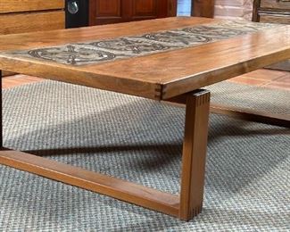 Vintage MCM Danish Modern Trioh Mobler Ox Art Teak & Tile Rectangular Coffee Table Denmark	16.5x33.25x61.25in	HxWxD

