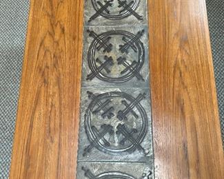 Vintage MCM Danish Modern Trioh Mobler Ox Art Teak & Tile Rectangular Coffee Table Denmark	16.5x33.25x61.25in	HxWxD
