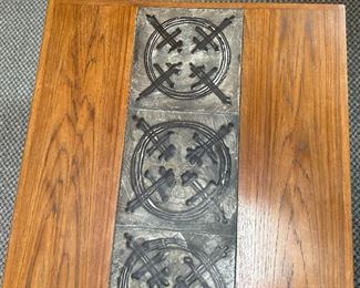 Vintage MCM Danish Modern Trioh Mobler Ox Art Teak & Tile Rectangular Coffee Table Denmark	16.5x33.25x61.25in	HxWxD
