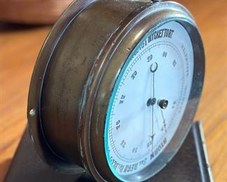 Antique Brass Aneroid Barometer Nautical	3.5x7.5in diameter	
