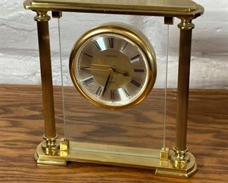 Linden Quartz Gold Tone Mantle Desk Clock Roman Numerals	7.5 x 7.5 x 2in	HxWxD
