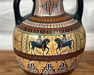 Greek Geometric 2 Handle Museum Copy Ceramic Vase Replica #2 Amphora	9.75 x 3.75in diameter at top.	
