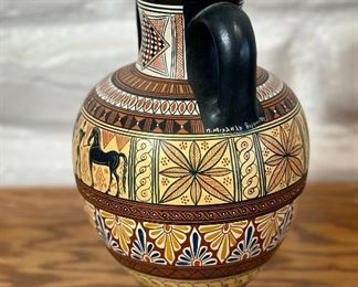 Greek Geometric 2 Handle Museum Copy Ceramic Vase Replica #2 Amphora	9.75 x 3.75in diameter at top.	
