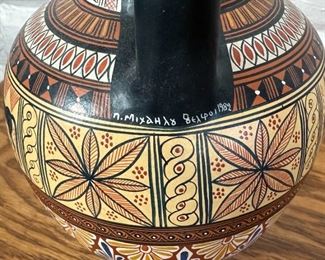 Greek Geometric 2 Handle Museum Copy Ceramic Vase Replica #2 Amphora	9.75 x 3.75in diameter at top.	
