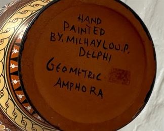 Greek Geometric 2 Handle Museum Copy Ceramic Vase Replica #2 Amphora	9.75 x 3.75in diameter at top.	
