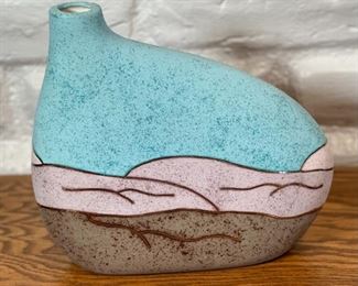 Southwestern Ceramic Pottery Vase Signed By Gina Arrighetti Pueblo	11 x 12 x 2.5in	HxWxD
