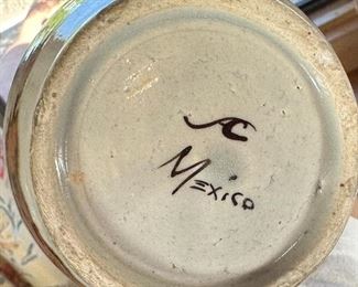 Tonala Bird Floral Flower Vase Mexican Pottery	9.5 x 3.5 diameter at opening.	
