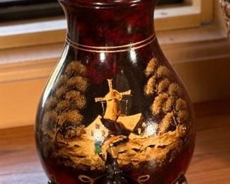 5pc Handpainted Dutch kraantjeskan Antique Lacquered Pewter Coffee Urn	Teapot: 15.5 x 6 x 5in	
