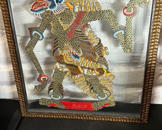 Buang Thai Indonesian Framed  Shadow Puppet Wayang Kulit	Frame: 23.75 x 18.75 x 1in	
