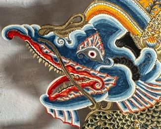 Buang Thai Indonesian Framed  Shadow Puppet Wayang Kulit	Frame: 23.75 x 18.75 x 1in	
