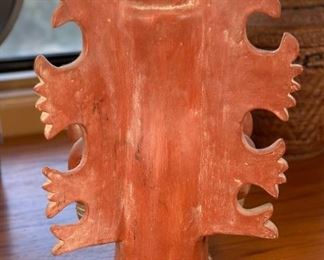 Aztec Mayan Clay Pottery Sculpture Vase  Tribal Handmade Artisan	18.25 x 10 x 7in	HxWxD
