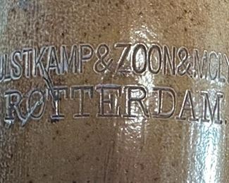 Hulstkamp & Zoon & Molyn Rotterdam Stoneware Gin Bottle	12 x 3.25in diameter at bottom.	
