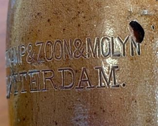 Hulstkamp & Zoon & Molyn Rotterdam Stoneware Gin Bottle	12 x 3.25in diameter at bottom.	
