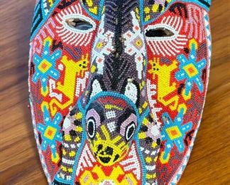 Huichol Beaded Mask Mexican Folk Art Wall Mask	10 x 7.75 x 5in	HxWxD

