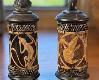 2pc Hand made Canisters	8 inches high	
