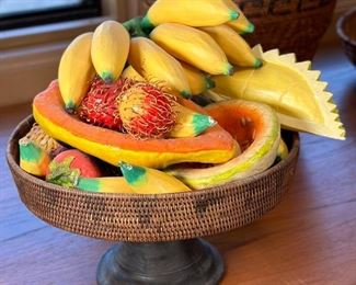 Bowl of Carved Wood Faux Fruit	11 x 12 inches diameter	
