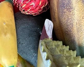 Bowl of Carved Wood Faux Fruit	11 x 12 inches diameter	
