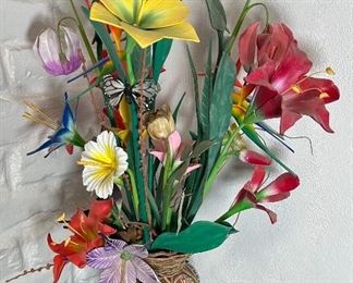 Carved Wood Flower display	36 inches high	
