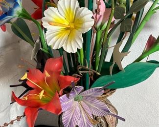 Carved Wood Flower display	36 inches high	
