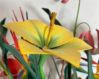 Carved Wood Flower display	36 inches high	
