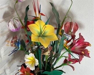 Carved Wood Flower display	36 inches high	
