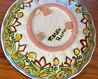 T. Ruth Mexican Talavera Pottery Bowl	3.5 x 11.5 diameter.	
