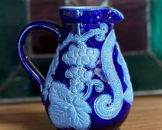Hubert Krumeich Remmy Oberbetschdorf Alsace France Cobalt Blue Small Pottery	4.75 inches tall.	
