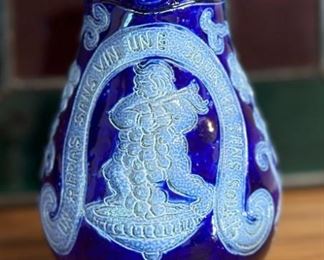 Hubert Krumeich Remmy Oberbetschdorf Alsace France Cobalt Blue Small Pottery	4.75 inches tall.	
